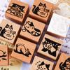 Charming Cats Themed Miniature Wood Stamps Adorable Cats Shape Stamp For Handmade Journal Card And Artistic Decorations
