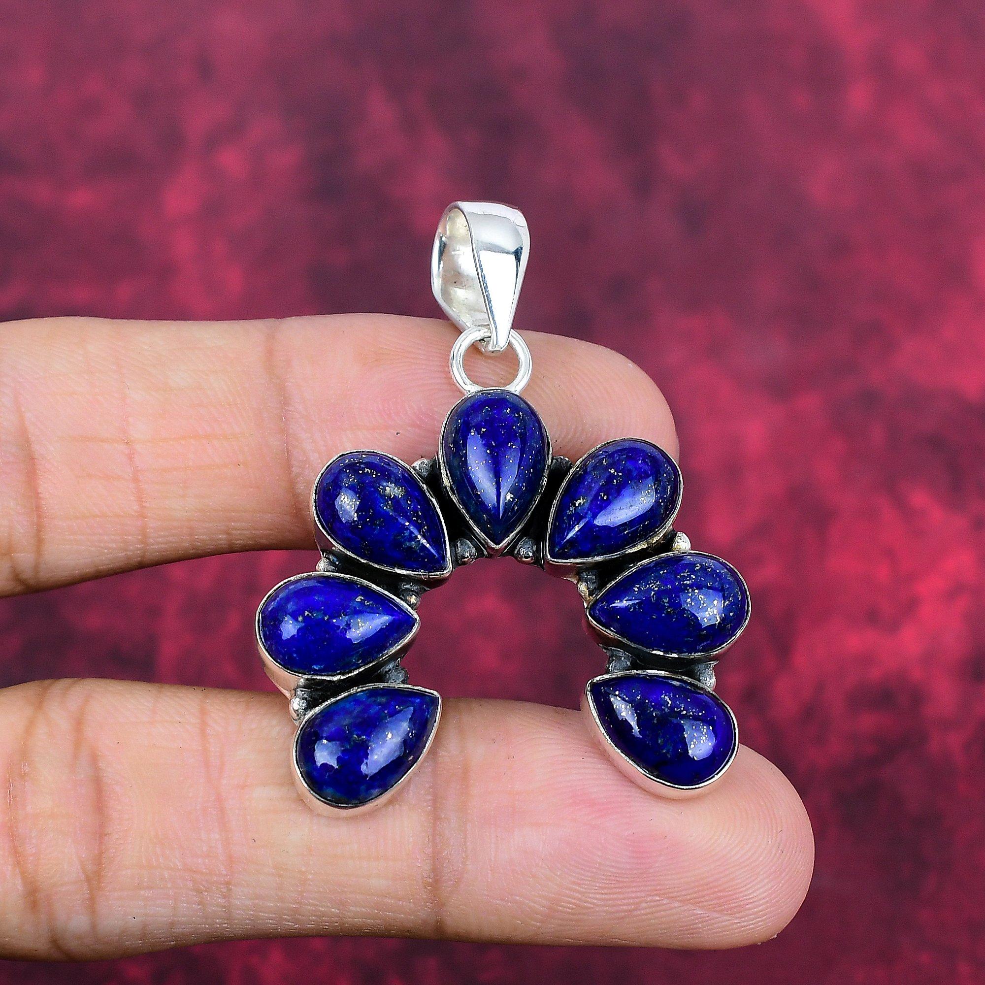 

Подвеска из лазурита, ювелирное изделие ручной работы из драгоценных камней, кулон из цельного серебра 925 пробы, уникальный дизайн ювелирного украшения 1.77 Inches