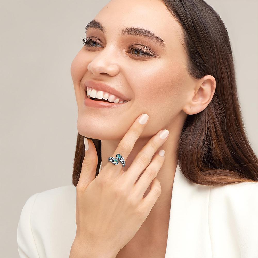 Vintage 925 Silver Turquoise Flowe Ring Rings Adjustable for Women jeweley Bohemia Fashion Party Silver Rings