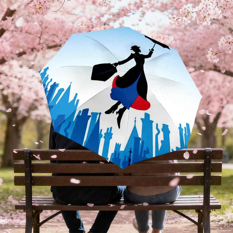 1PC Mary Poppins Flying Umbrella-8-Rib Reinforced, Automatic Open, Lightweight & Durable, Cute Fashion Accessory for Outdoor-K1328