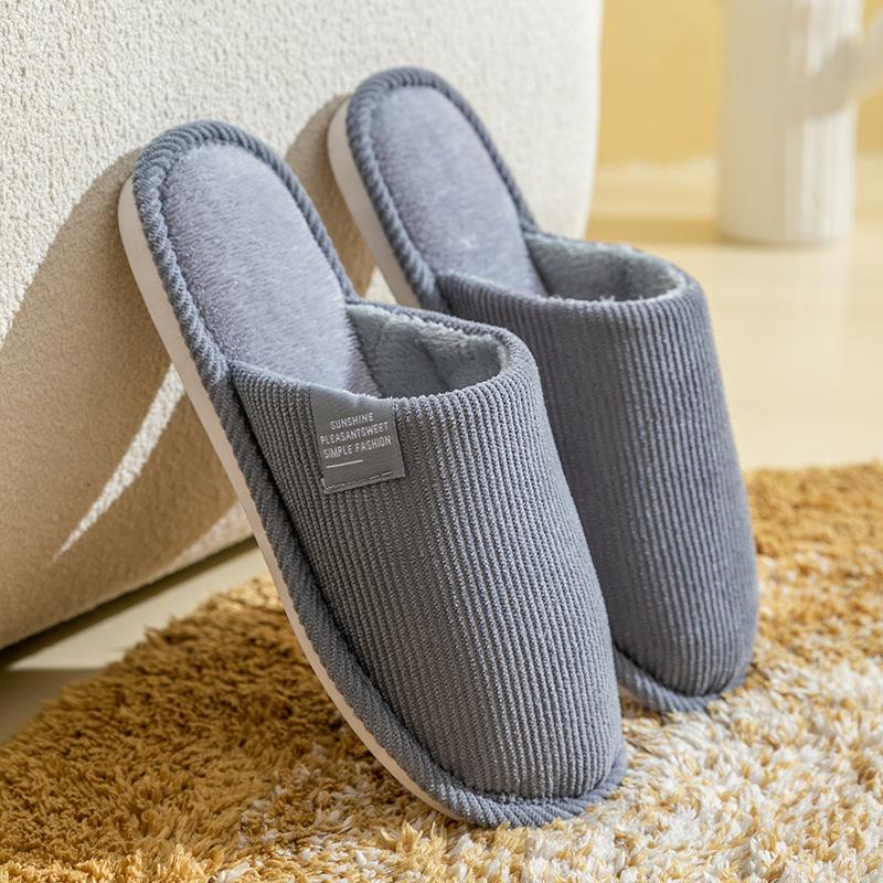 Autumn and Winter Home Cotton Slippers Couple Indoor Home Non-slip Thick Bottom Warm Plush Slippers