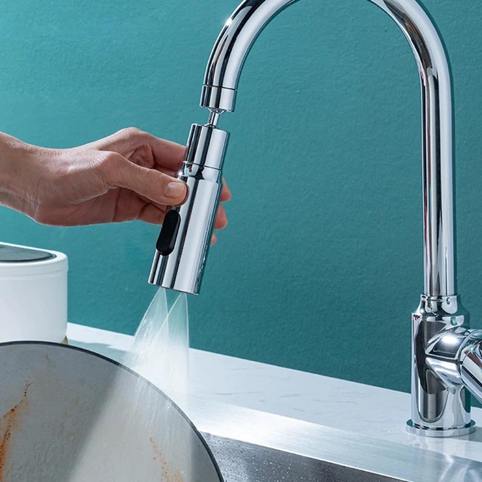 Prodloužení kuchyňské baterie 3 režimy Koupelnový rozprašovač proti stříkající vodě Otočný perlátor baterie o 360° Domácí prodloužený sprchový sprejový filtr