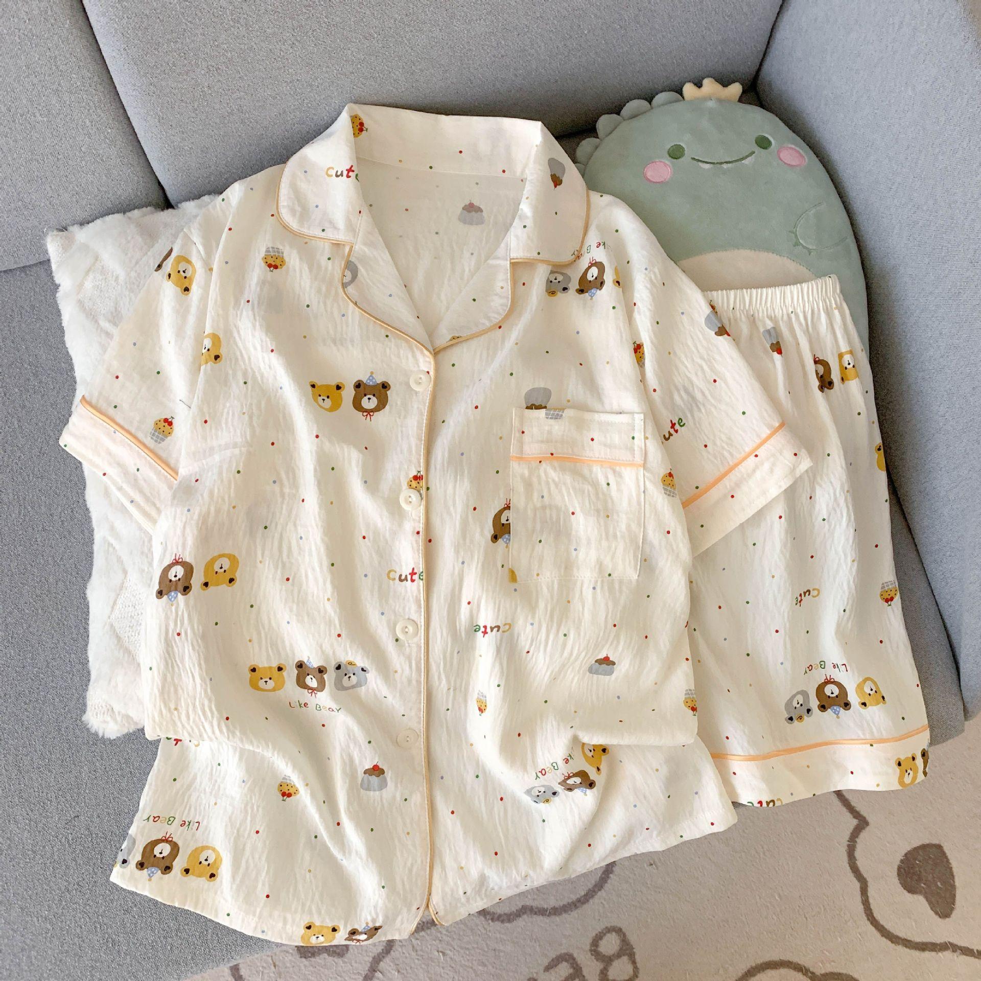 

Хлопковая пижама женская тонкая милая мультяшная с короткими рукавами шорты свободный домашний костюм можно носить на улице 2XL