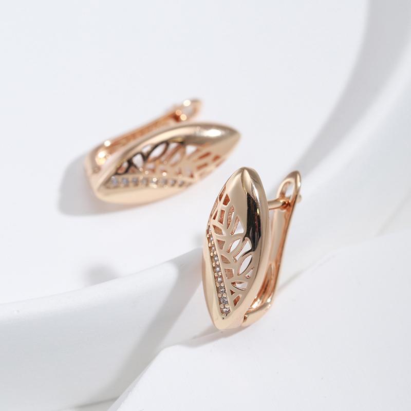 Ovale geometrische Tropfenohrringe für Frauen, echtes 18-Karat-Gold, hohles Design, Zirkon-Schmuck