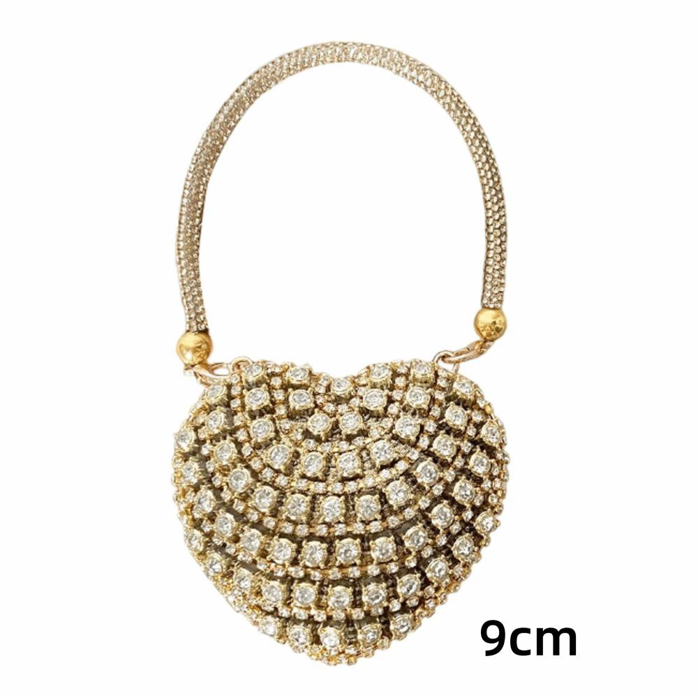 Herzförmige Retro-Umschlags-Tasche Luxuriöses Design Bling-Stil Mini-Tasche Kleine Größe Strasssteine Abend-Clutch Abendveranstaltungen