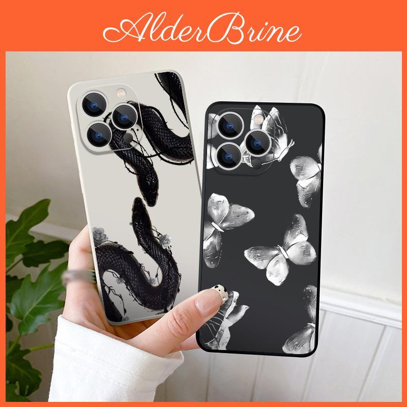 Butterfly Shell Snake Daisy Little Print Phone Case For Iphone 16 15 Plus 14 13 Pro Max 7 8 Xr Xs 11 12 Shockproof Slim Soft Plain Color Cover