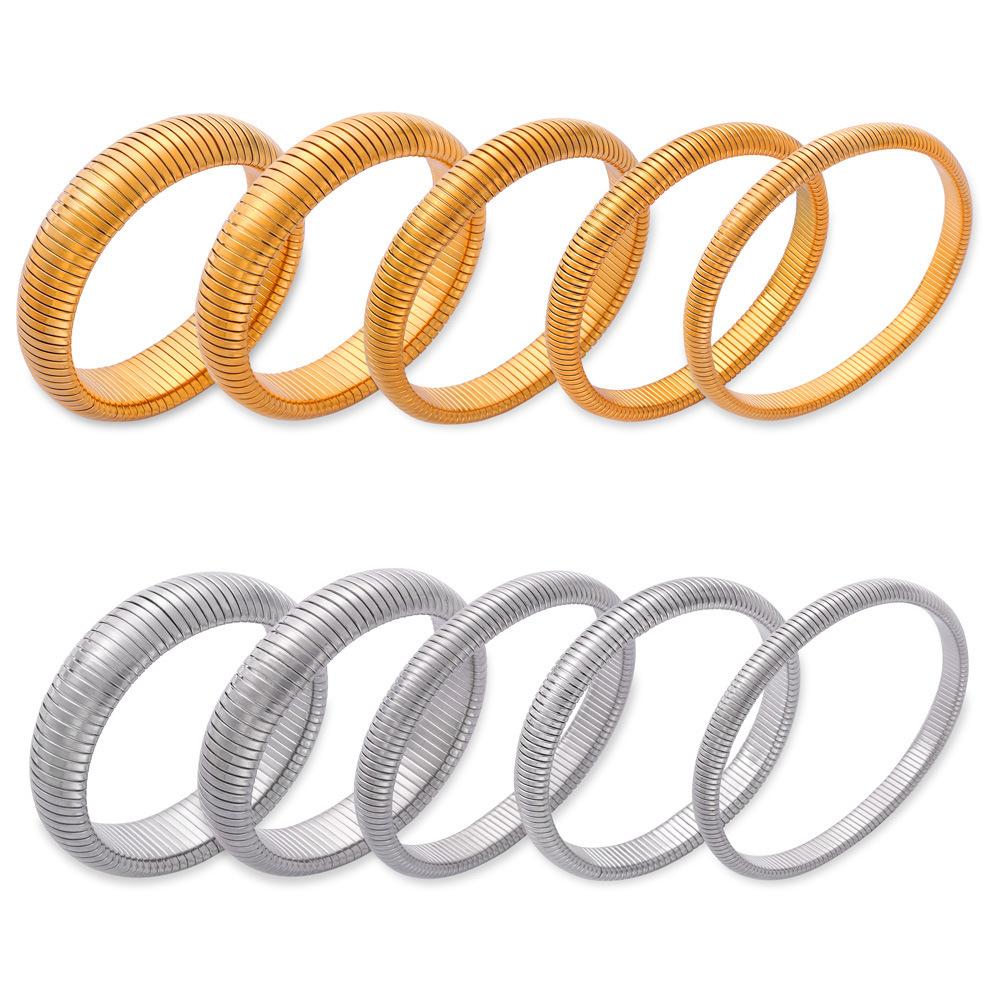Wind Light Luxury Personalized Goose Throat Elastic Bracelet Women's French Titanium Steel Gold-plated Smooth Wide Version Bracelet Jewelry