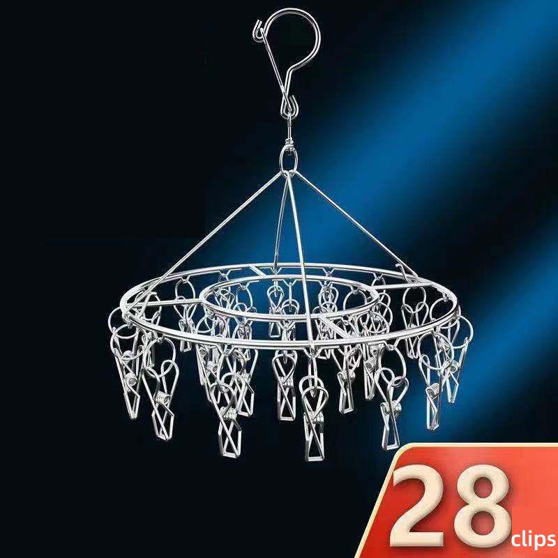 

Вешалка для носков, вешалка для одежды из нержавеющей стали, многофункциональная вешалка для одежды, вешалка для нижнего белья, ветрозащитная спальня, вешалка для домашней одежды Circular 28 clip ordinary