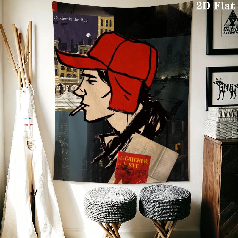 Holden Caulfield Wall Tapestry Aesthetic Wall Hanging Printed Fabric Blanket Decorative Tapestries for Bedroom Living Room Home Decor