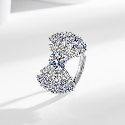 Kamelie Heller Zirkon Liebe Licht Luxus Prinzessin Ring Weiblich, Seiko Plattiert 18K Schleife