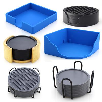 Silikon-Untersetzer-Aufbewahrungshalterungs-Set, Untersetzer-Tretlager, Halterung für Tablett, Tassenbox, Eisenhalterung, 6 Sets, 8 Sets