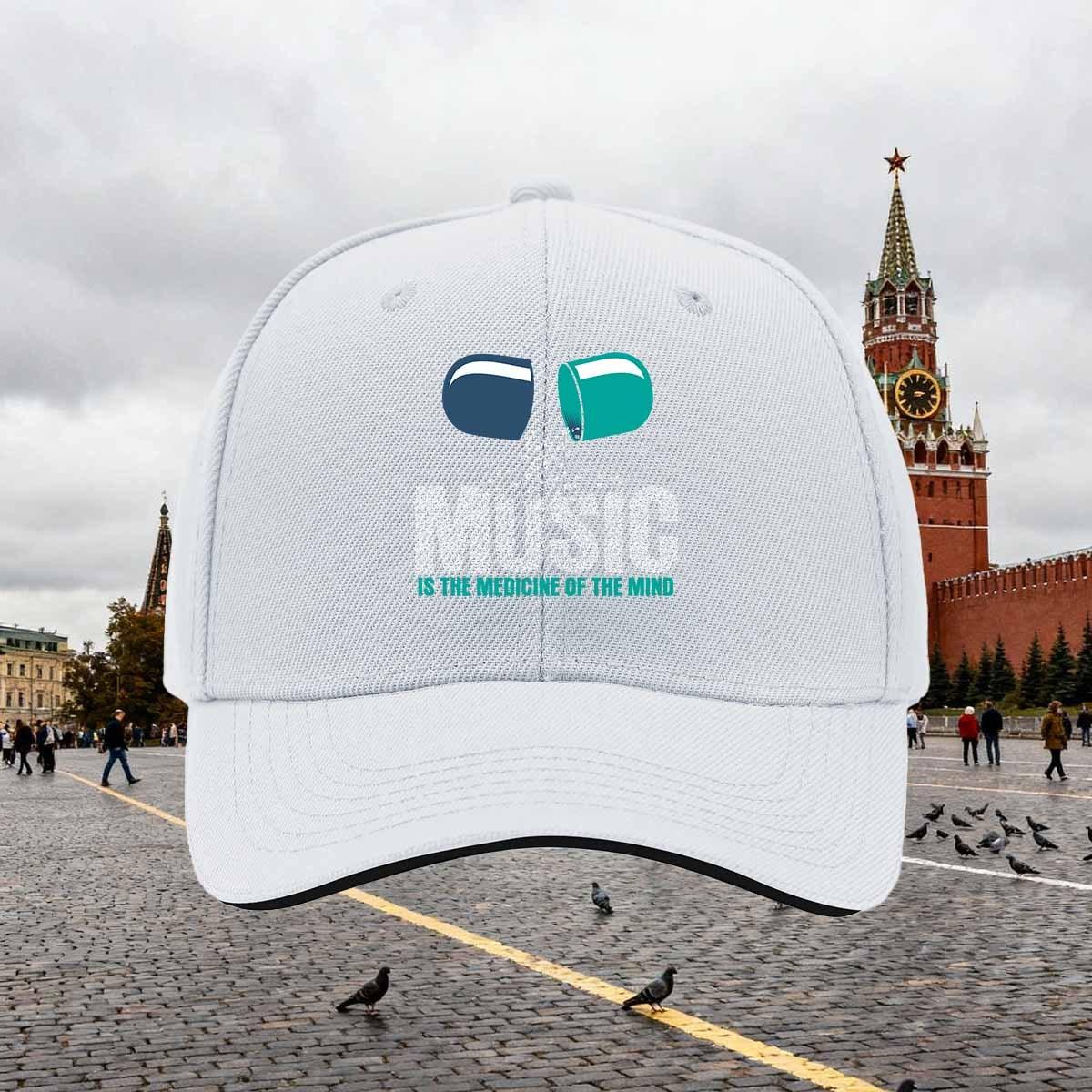Music Is The Medicine Of The Mind Baseball Cap Polyester Adjustable Casual Snapback for Adults One Size