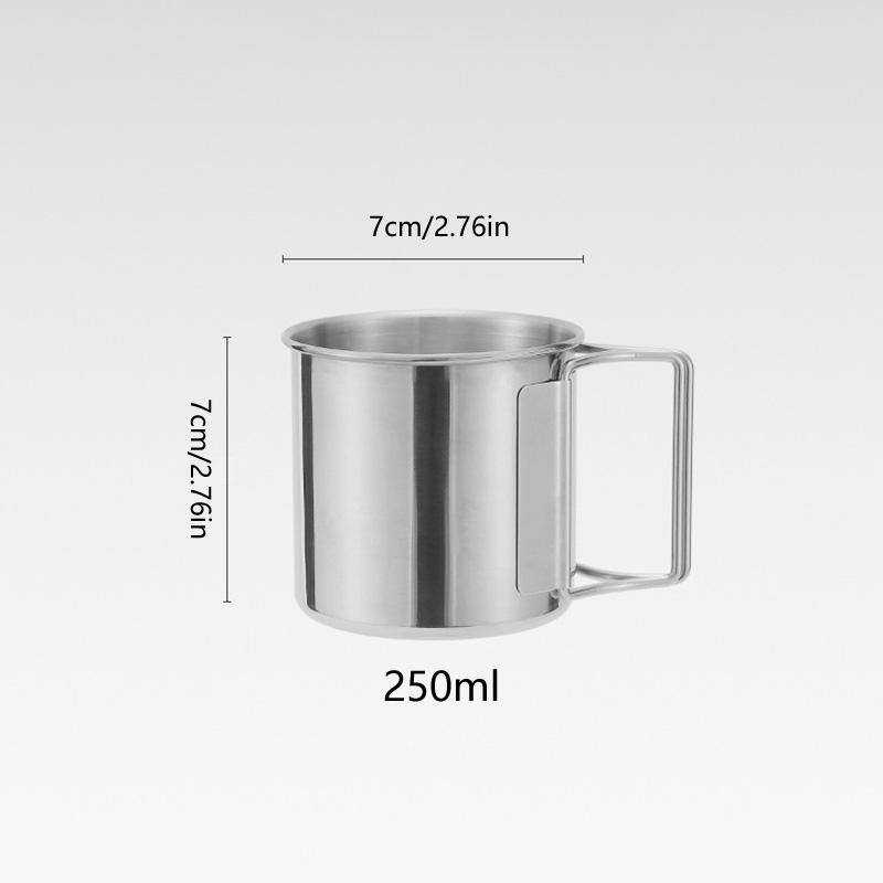 1PC Kitchen Mug Carabiner Cup Coffee Cup Cup Water Cup Stainless Steel Camping Outdoor Foldable KTY 250ML