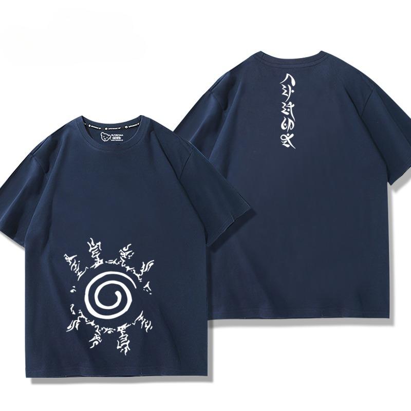 

Аниме Наруто Периферия Спираль Печать Наруто Тот же Принт Мужская Футболка Летний Мужской и Женский Топ с Коротким Рукавом L