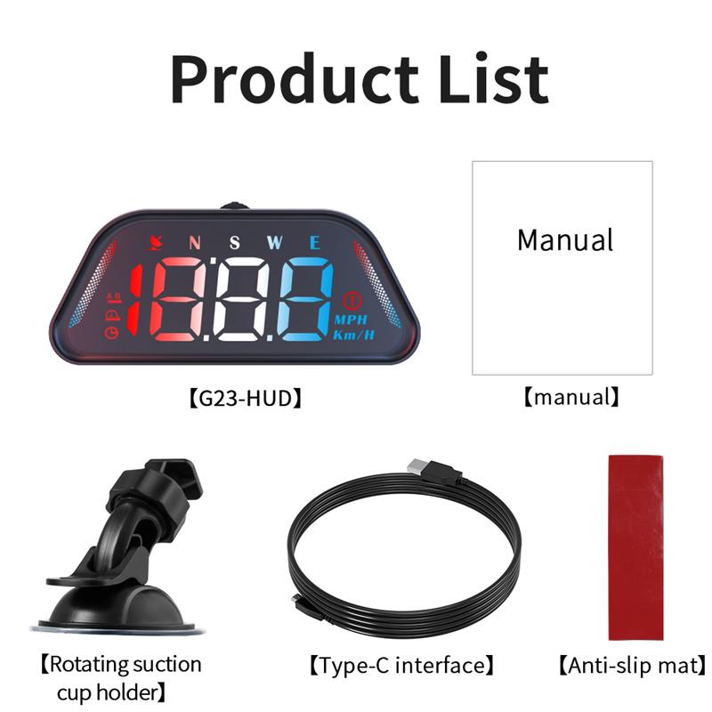 G23 Universal Digital Gps Speedometer Color Font Hd Lcd Projection Car Hud Multi Functional Tester Head Up Display