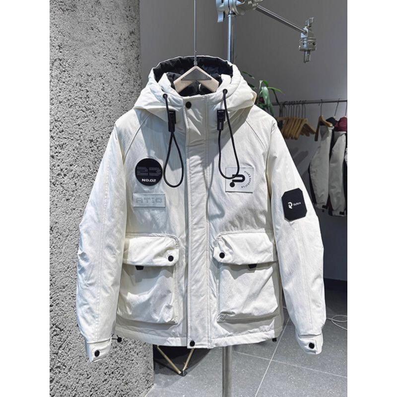 

Мужской пуховик с капюшоном 2025 зима утиный пух тренд мужской повседневный защита от холода теплая куртка мужская хлопковая куртка 4XL бежевый