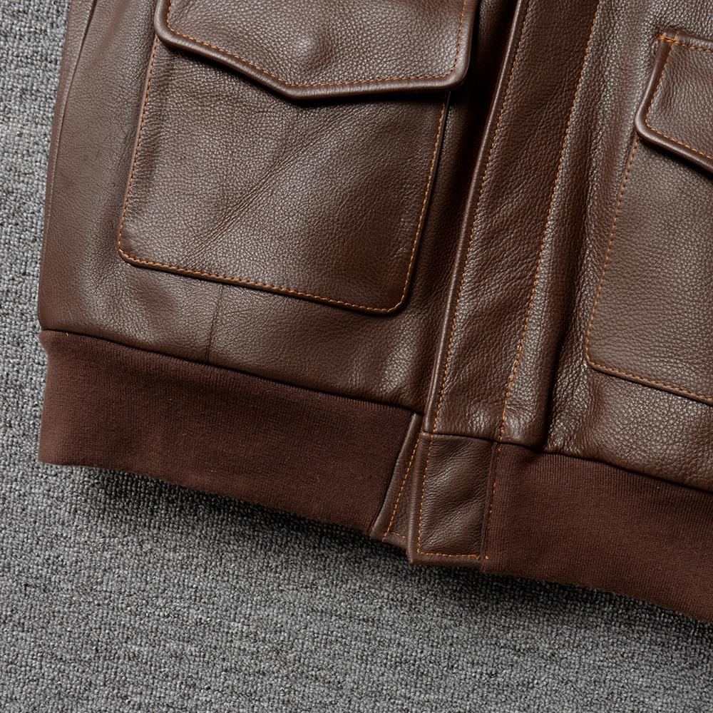 Men's Leather Jacket Genuine Cow A2 Flight Suit Man Aviator Bomber Coat Men Cow hide Leather Jackets Spring Autumn
