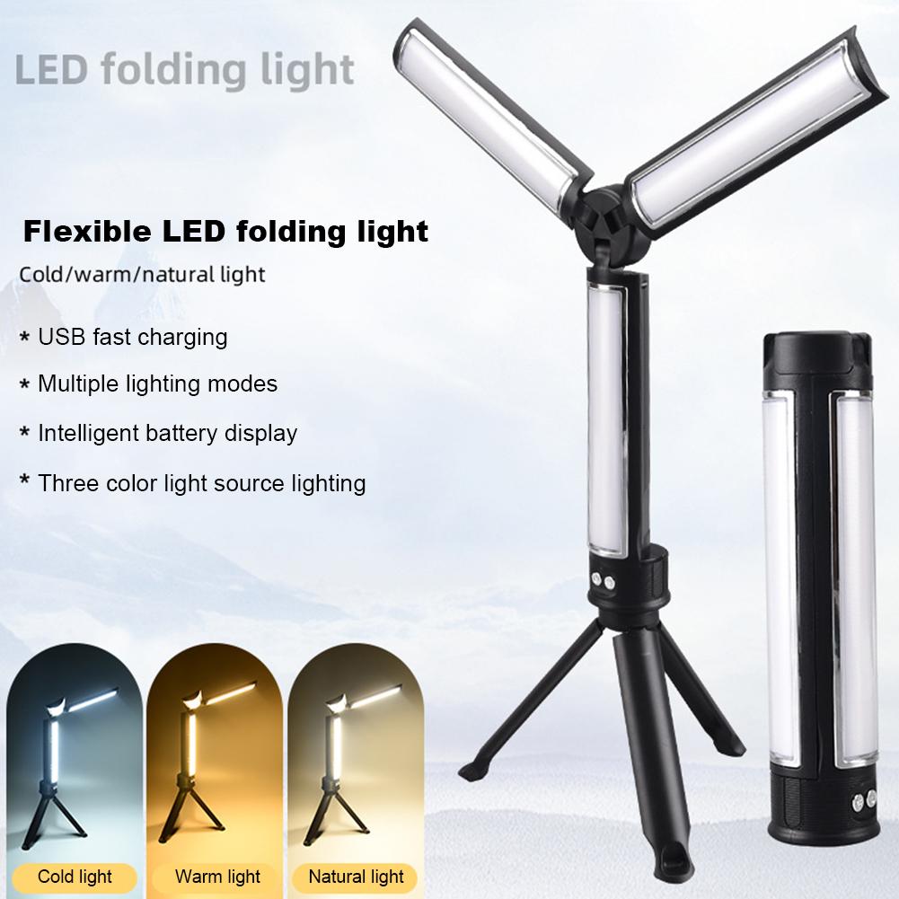 LED Work Light Rechargeable Tent Lantern with Tripod Camping Lantern 3 Brightness for Hiking Fishing Camping