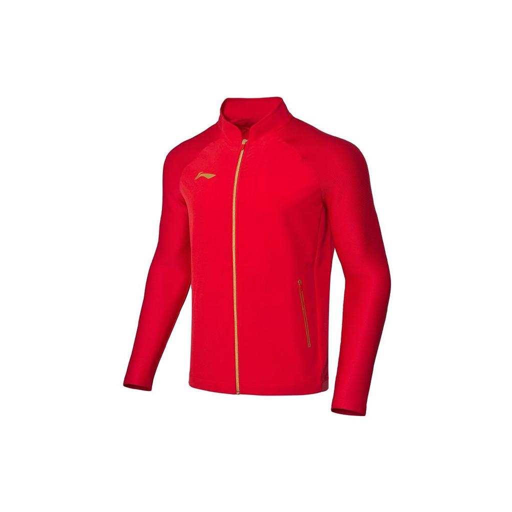 Li Ning Table Tennis Series Solid Color Logo Competition Long Sleeve Jacket Men Jacket Red AYYQ001-2
