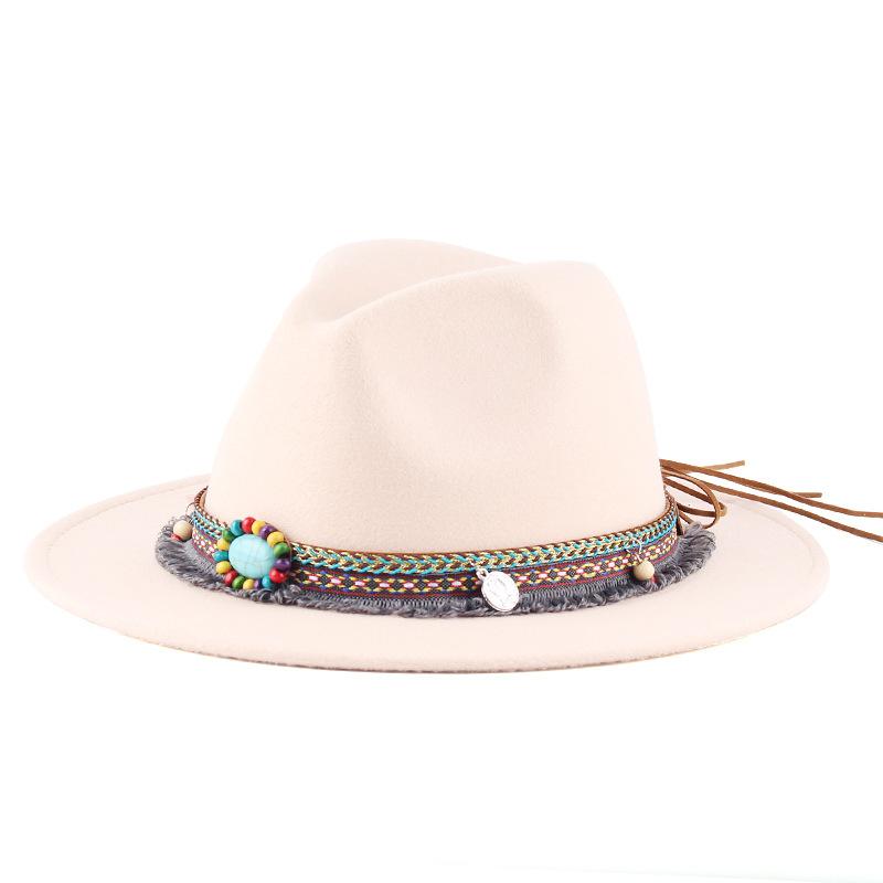 Autumn and Winter Retro Woolen Top Hat Women's New Ethnic Style Jazz Woolen Hat European and American Bell-shaped Hip-hop Felt Hat