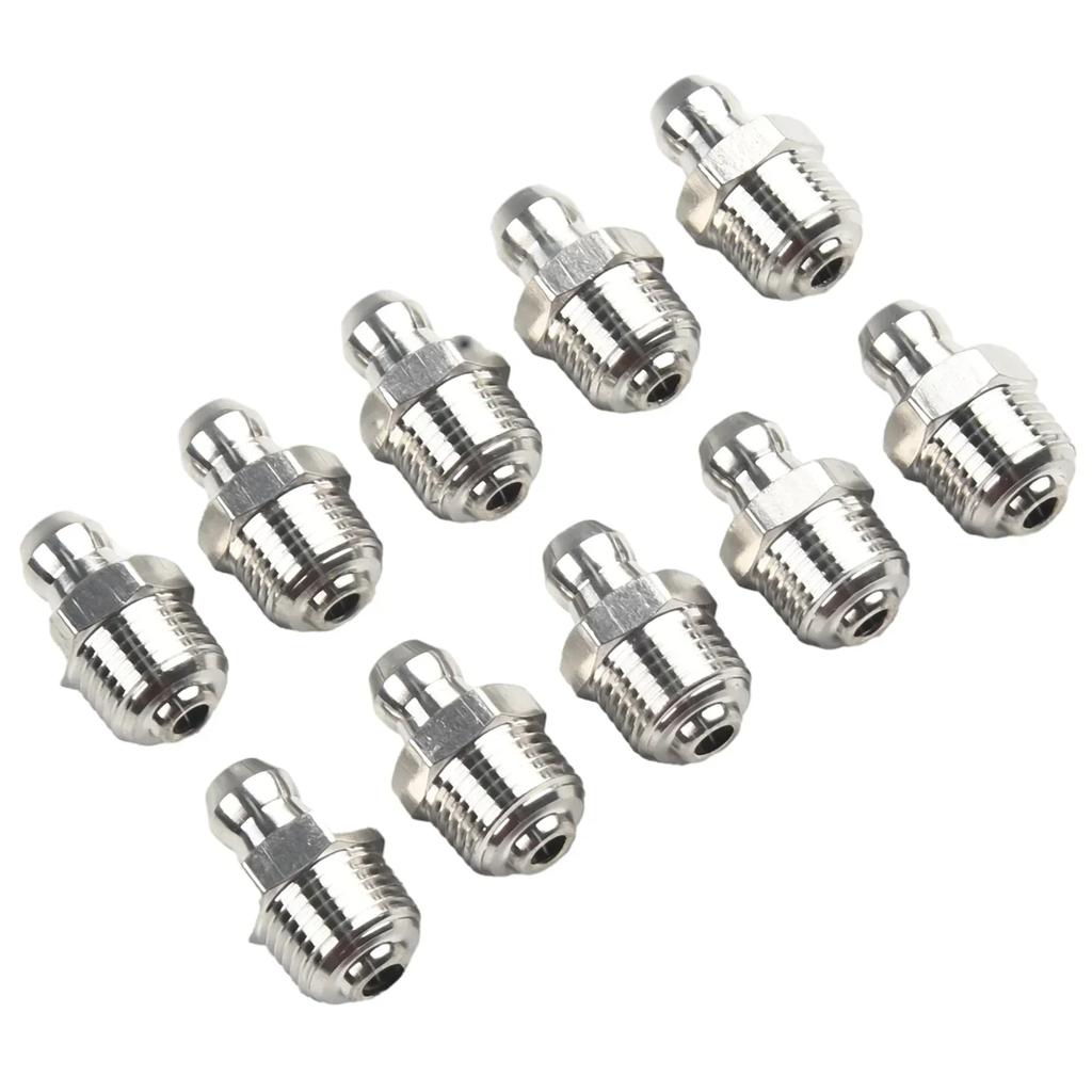 Premium Stainless Steel Grease Fitting Straight Hydraulic Design M10 X 1mm Thread 10 Pack For Easy Installation