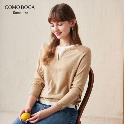 Pull en laine fine à effet superposé pour femme
