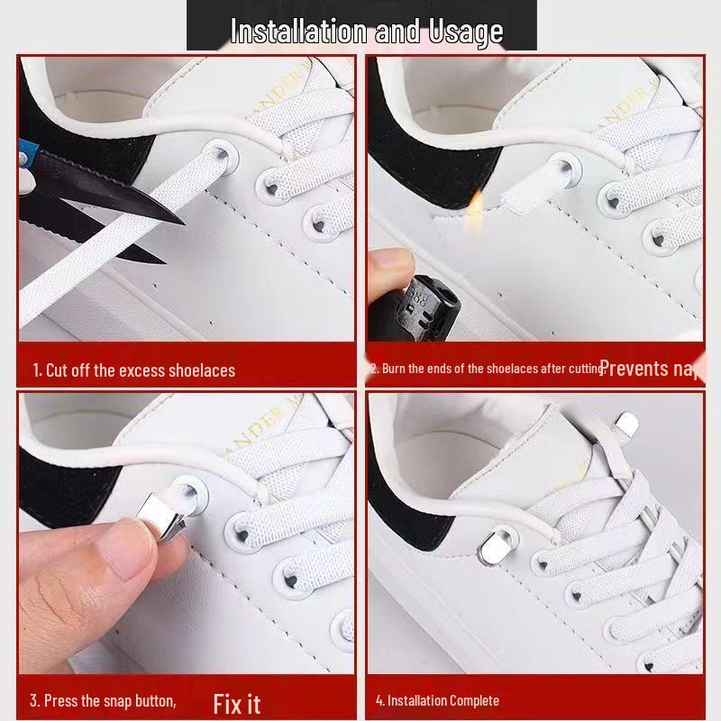 8mm Elastyczne sznurówki bez wiązania z klamrą zatrzaskową dla mężczyzn i kobiet