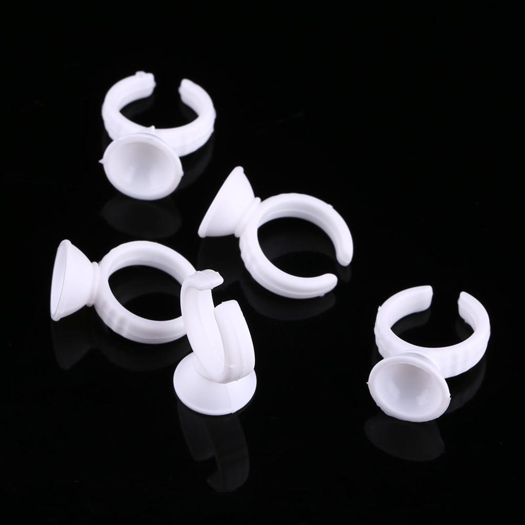 100 Stück Pigmentkleber Fingerring Tattoo-Tinte Kappen Becher Halter Behälter (Klein Ohne Unterteilung)