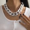 Exaggerated Punk Geometry Single-Layer Men'S And Women'S Necklaces, Fashion Trend Mixed Color Thick Chain Necklaces