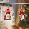 2D Flat Christmas Earrings Red Gnome Antler Earrings Women's Cute Cartoon Acrylic Dangle Earrings Holiday Party Costume Jewelry Set
