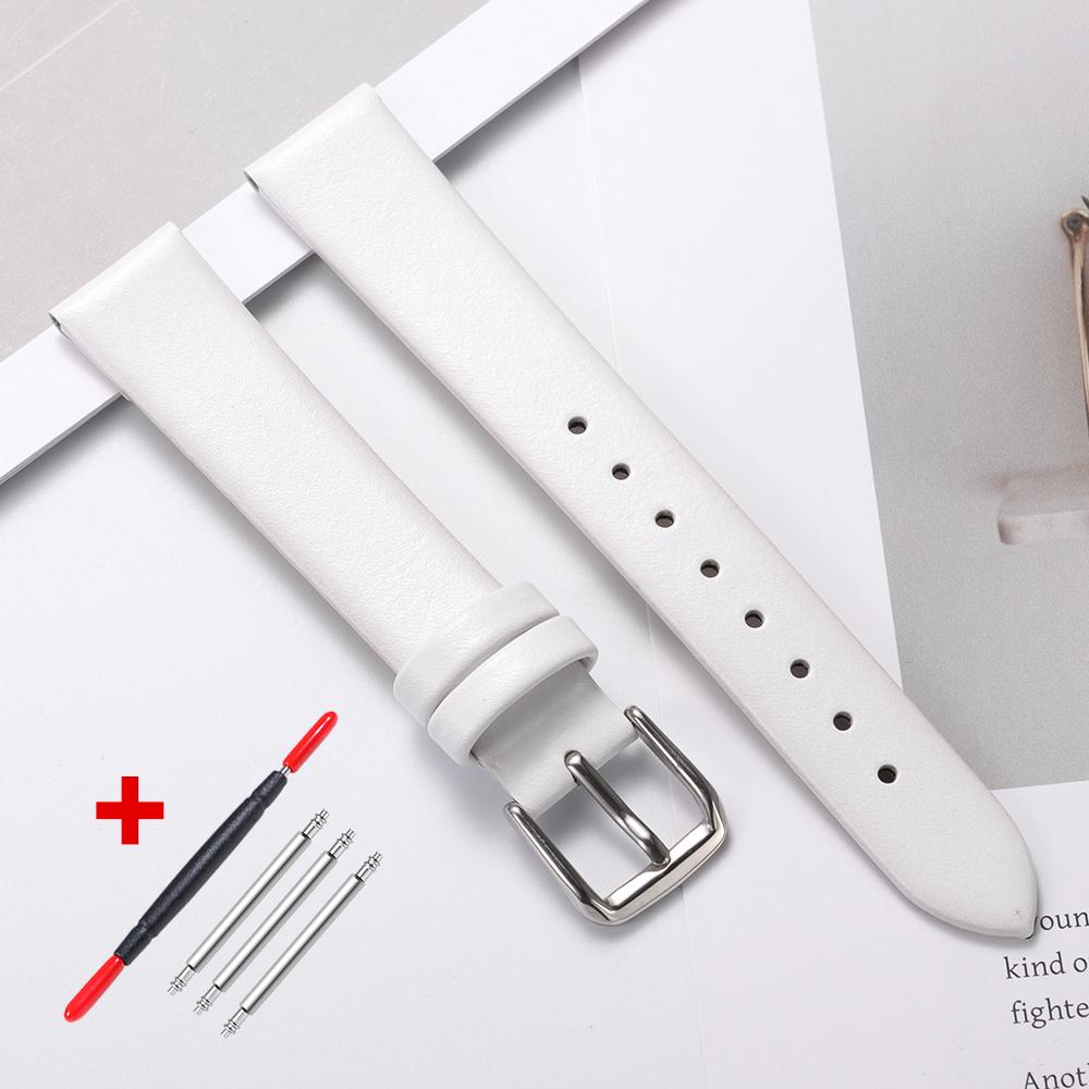 Genuine Leather Watch Bracelet Womens Fashion Watchband Wristwatches Mini Band 10mm 12mm 14mm 16mm Red White Color Small Strap