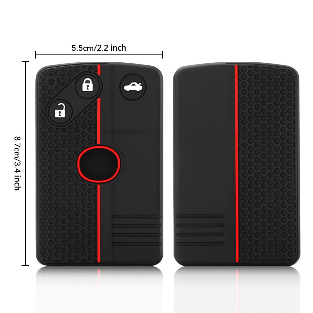 Silikongummi bilnøkkeldeksel etui holder skall hudsett for Mazda 3 5 6 8 M8 CX-7 CX-9 2 knapper smartkort fjernkontroll nøkkelbrikke