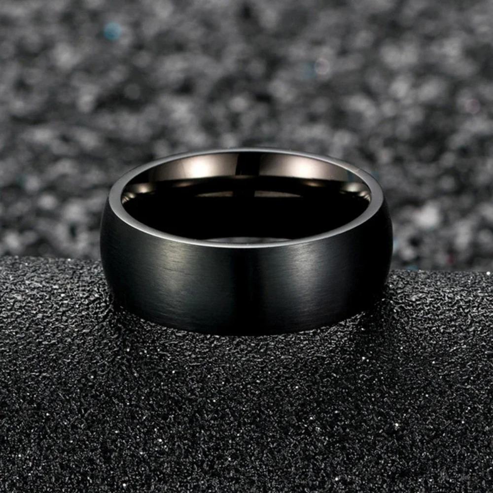 Stainless Steel Rings Black Solid Simple Vintage Rings for Men Wedding Bands Christmas Party Jewelry