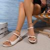 2025 New Summer Women Sandals Casual Flat Versatile Sandals Women Roman Comfortable Flat Bottomed Vacation Beach Shoes