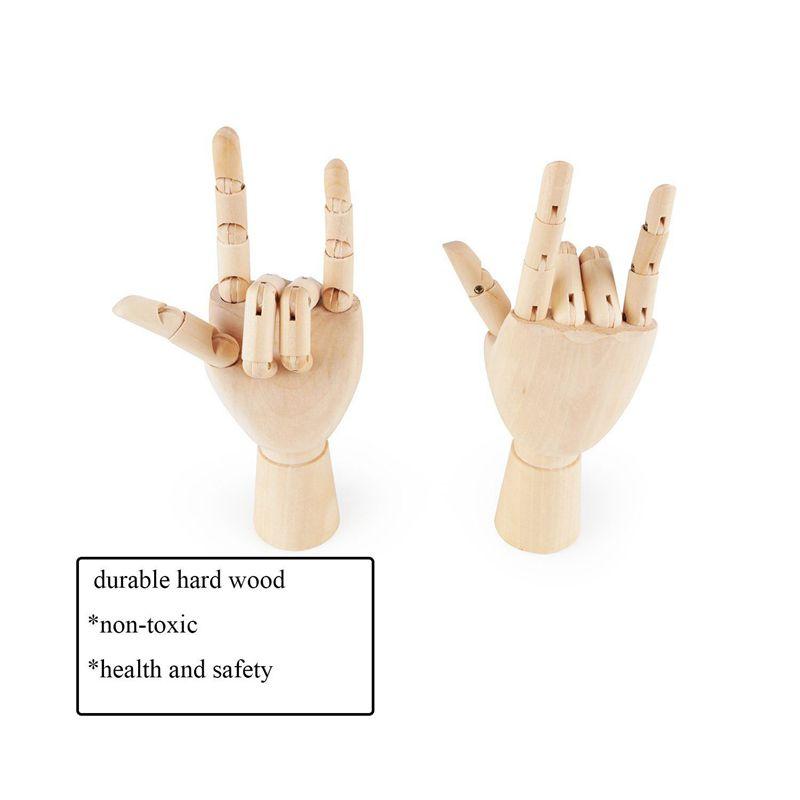 Promotion! 7inch Wooden Sectioned Opposable Articulated Left/Right Hand Figure Manikin Hand Model for Drawing, Sketching, Painti