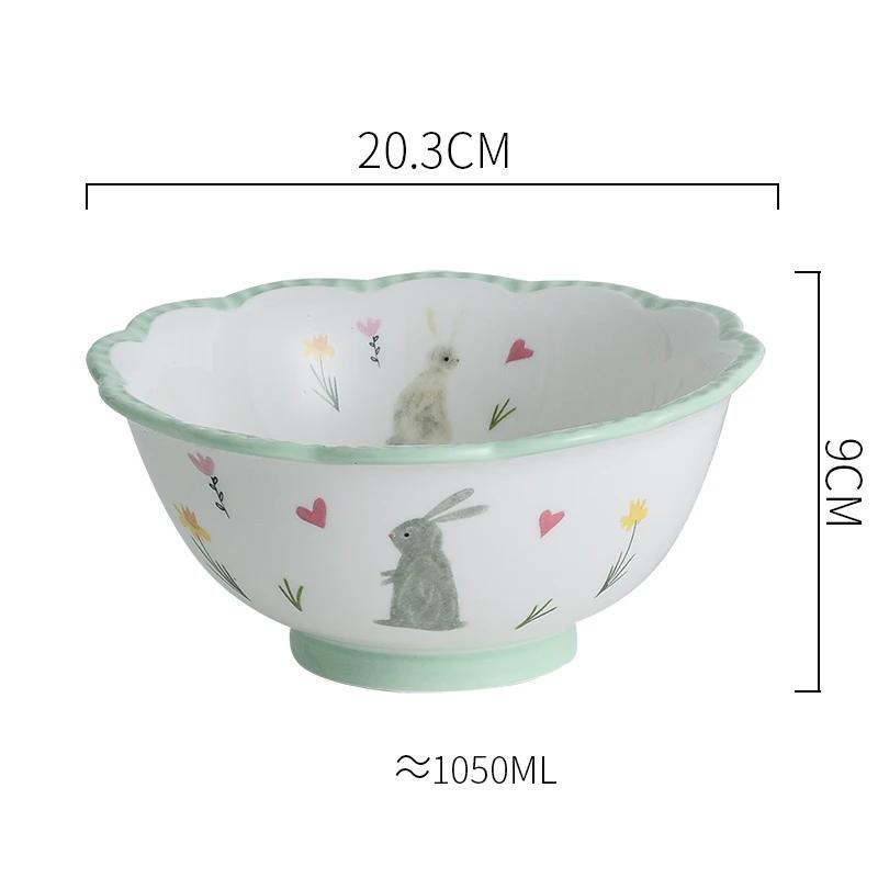 Ensemble d'assiettes et de bols en céramique dentelle européenne Ins Créatif Mignon Restaurant Hôtel Bol à salade Bols à soupe Assiettes à dîner Vaisselle de table pour la maison