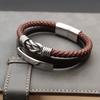 Classic Men's Brown Multi-layer Leather Bracelet Winding Design Punk Stainless Steel Magnet Clasp Bangle Male Jewelry Gifts