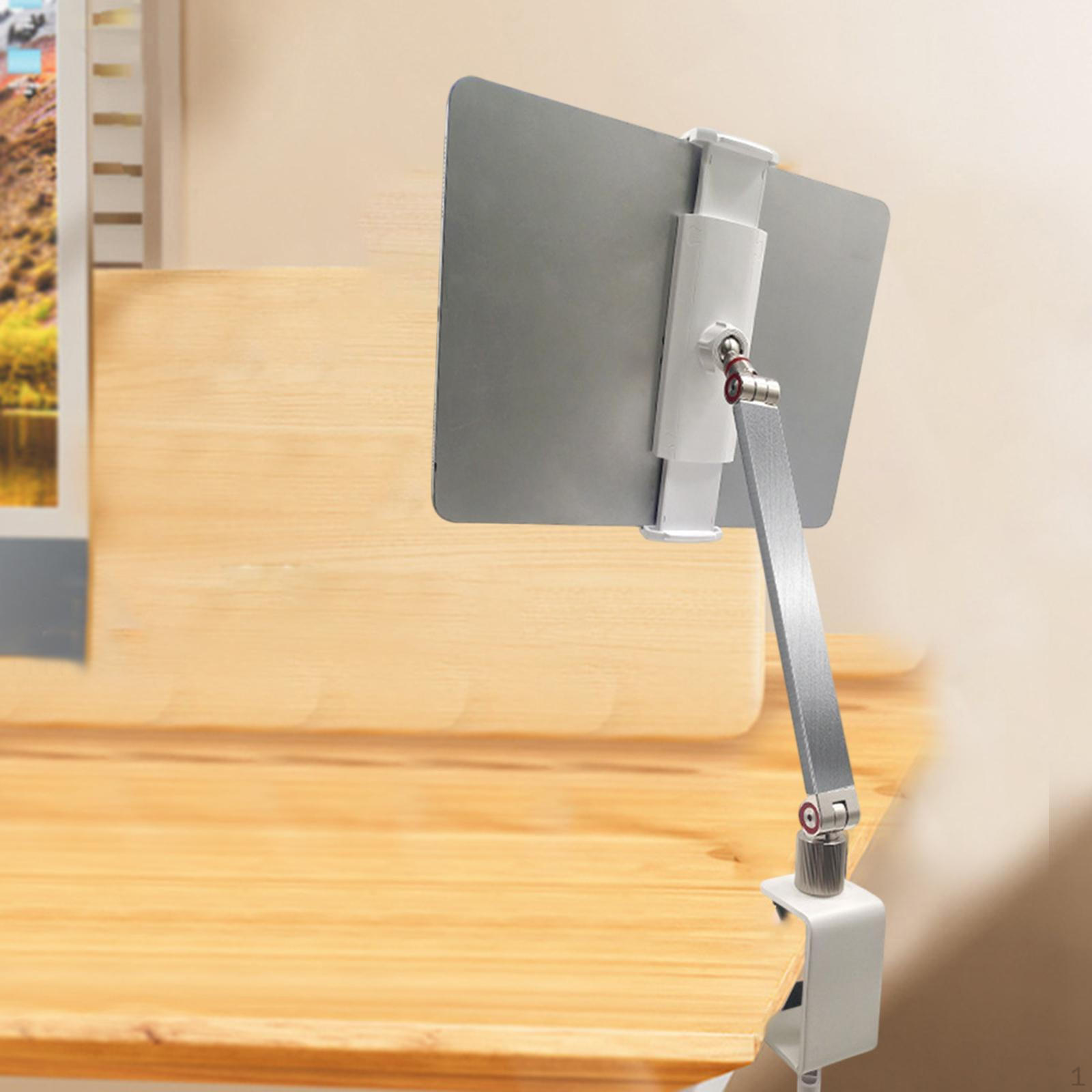 

Настольный держатель планшета с длинным зажимом для алюминиевого сплава, простая установка 5,12–9,06 дюйма Silvery