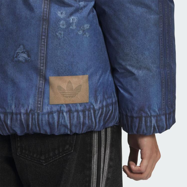Adidas Originals FW25 FK Denim Down Jacket Warm Removable Sports Loose Hooded Duck Down Coat Men Jackets KC2633