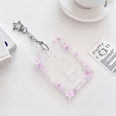 Creative 3 Inch Photocard Holder Sparkling Stars Mini Idol Photo Holder Gift Acrylic Bag Pendant