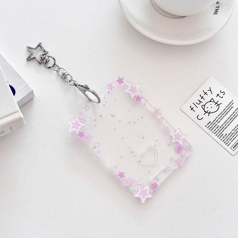 Creative 3 inch Photocard Holder Sparkling Stars Mini Idol Photo Holder Gift Acrylic Keychains