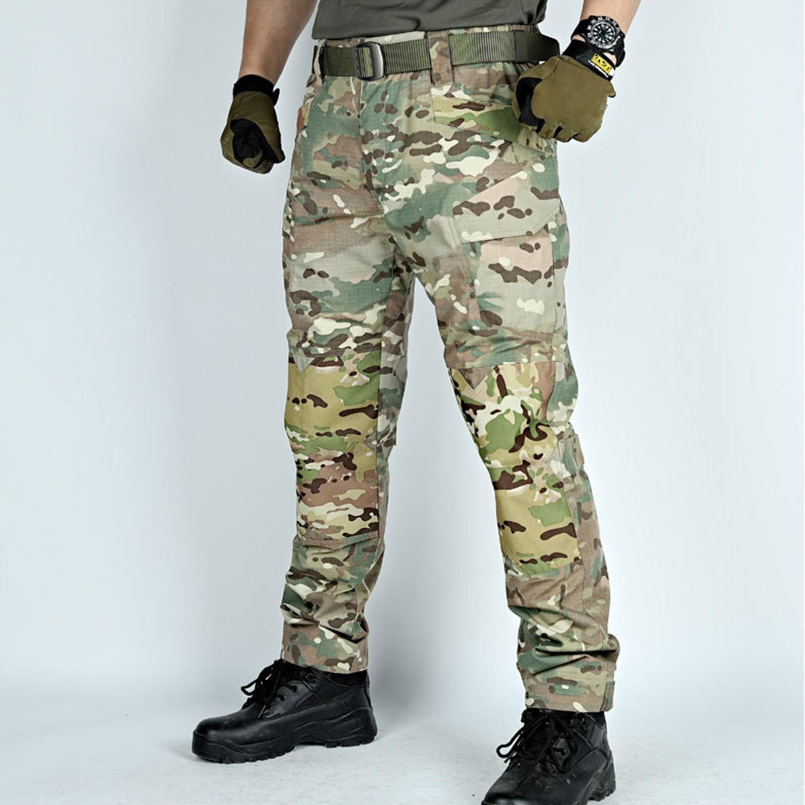 

Мужские однотонные камуфляжные брюки-карго с несколькими карманами, мужские уличные брюки-карго с защитой от разрывов L