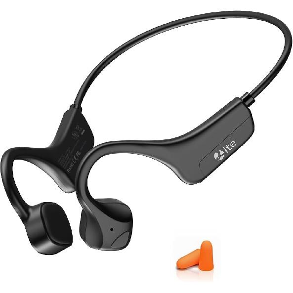 Bone Conduction Headphones Open-Ear Bluetooth 5.0, IP65 Waterproof Wireless Sport Headset with 8H Playtime, Secure Fit for Running/Cycling/Gym, HD