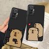 Black Soft Shell Case for Xiaomi Redmi Note 11s 8t 9t 9s 9T 14 Pro+ 12s 10 13 10s 11 12 13Pro 11Pro 10Pro 12Pro Cute Capybara