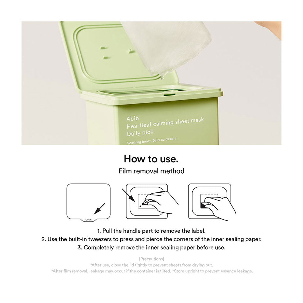 ABIB Heartleaf Calming Sheet Mask Daily Pick 30 Sheets/350ml