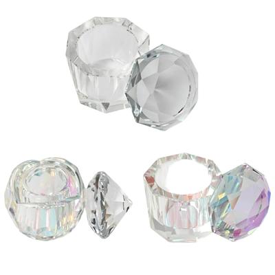 Luxurious Artificial Crystal Nail Brush Cleaner With Scratch Resistant Surfaces Crystal Glass Dish For Salon Use
