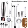 Set Shaker Cocktail da 23 Pezzi Regalo Perfetto, Kit Bartender Con Supporto Ovale in Bambù Staccabile, Strumenti per Bar Casalingo Acciaio Inossidabile