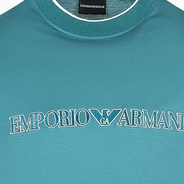 Emporio Armani Letter Print Crew Neck Short Sleeve T-Shirt Men Tops Dark-Blue 3D1TD4-1JUVZ-10756