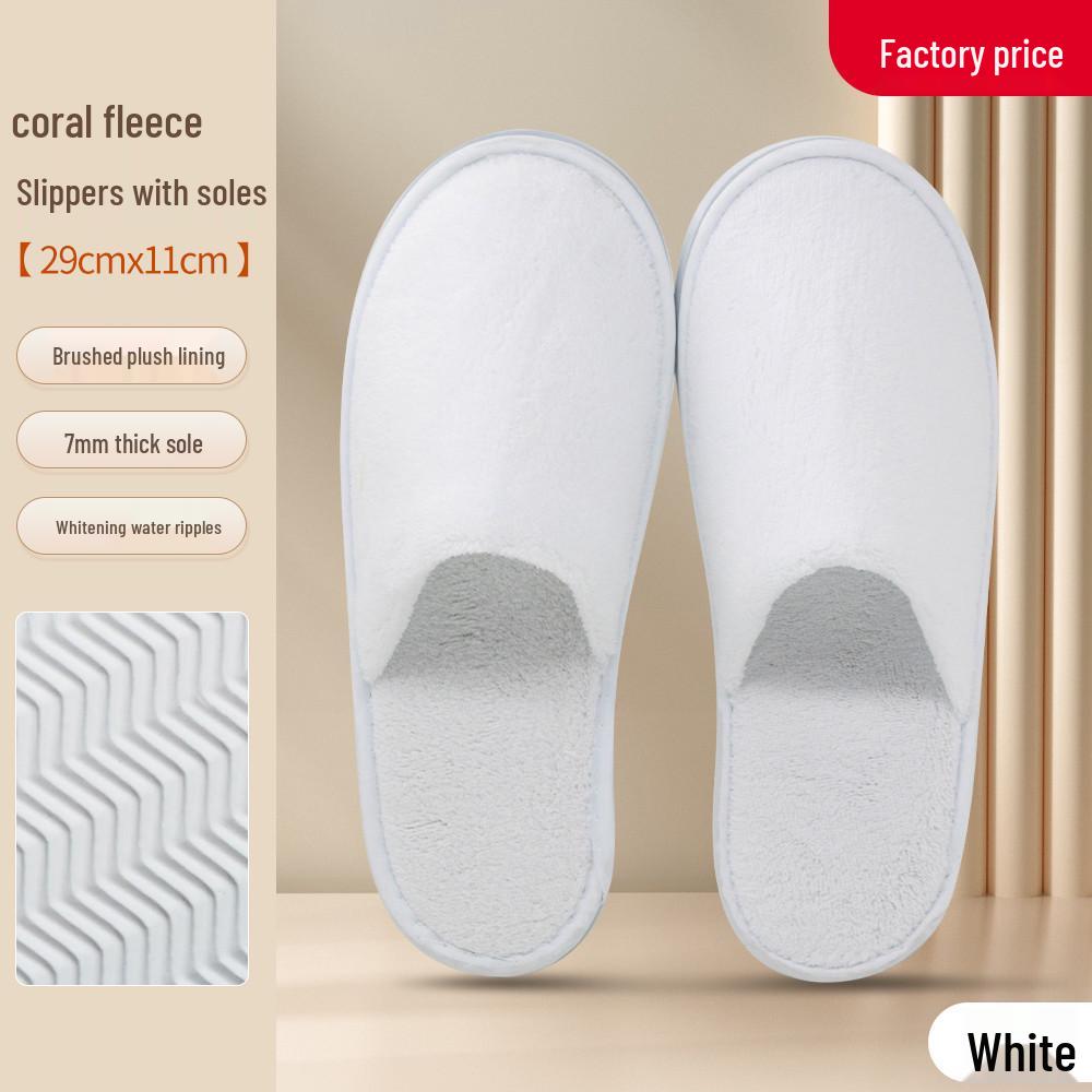 Winter Thickened Coral Fleece Anti-Slip Hotel Slippers for Home