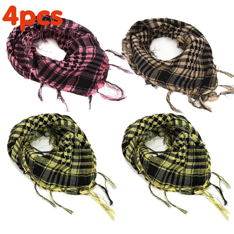 134Pcs Unisex Lightweight Plaid Fringed Arabian Desert Scarf Soft Tactical Scarf Men Ladies Turban Shawl Airsoft Pain